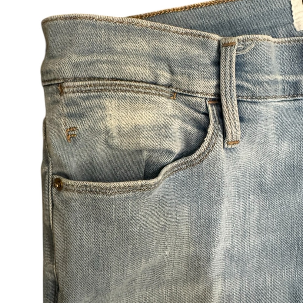 FRAME Straight Leg Cropped Jeans Frayed Raw Hem Light Wash Blue Size 29 - Picture 7 of 9